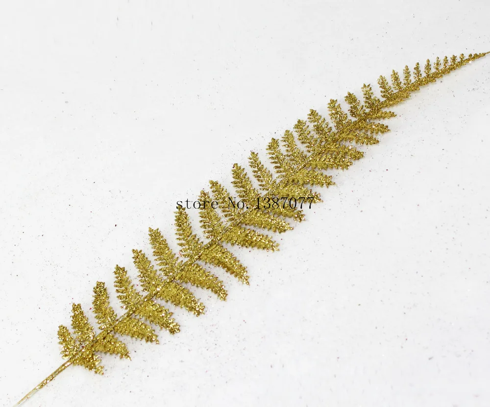 

42cm golden silver glitter fern feather artificial flower gilded grass Christmas flower DIY flower source material