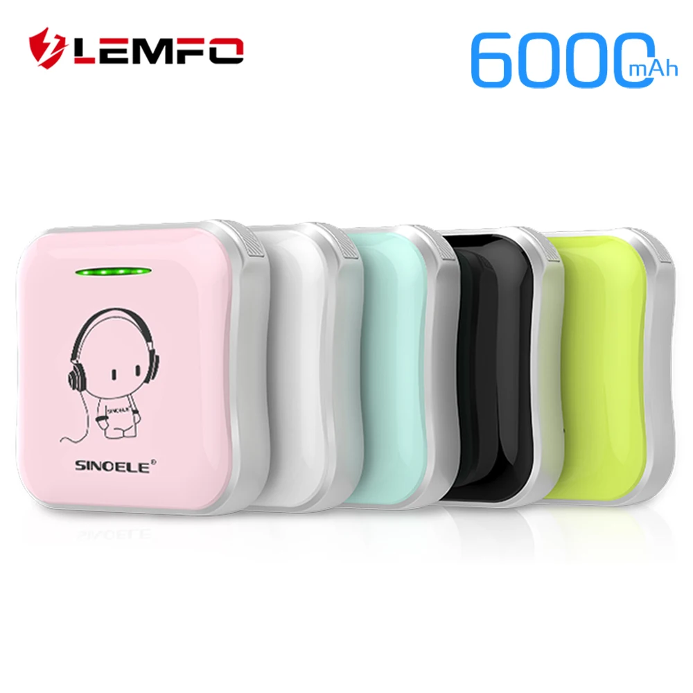 

LEMFO Ultra-thin Cute Mini Power Bank 18650 Powerbank 6000Mah External Battery 2A Dual Fast Portable Charging For Iphone Xiaomi