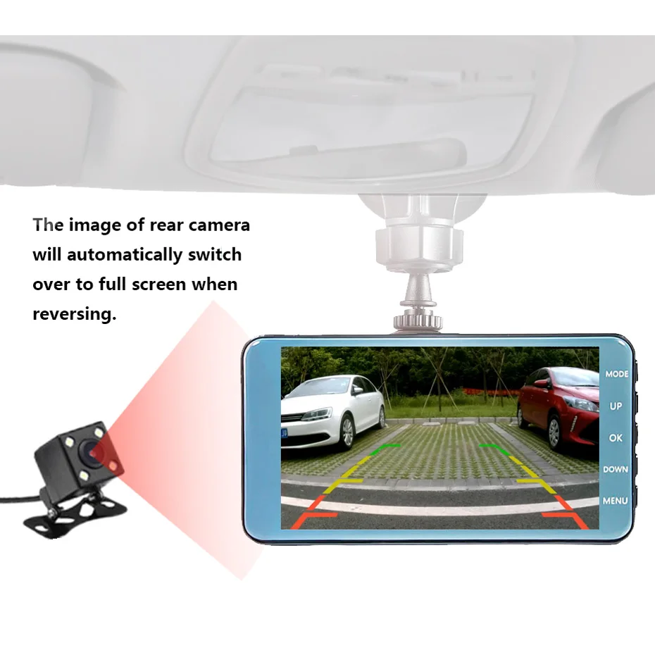 RDVR 4 &quotдвойной объектив Автомобильный видеорегистратор FHD 1080P приборная панель