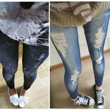 Женские леггинсы для девочек, модные новые стильные серые джинсы из искусственного денима, женские растягивающиеся облегающие леггинсы, штаны