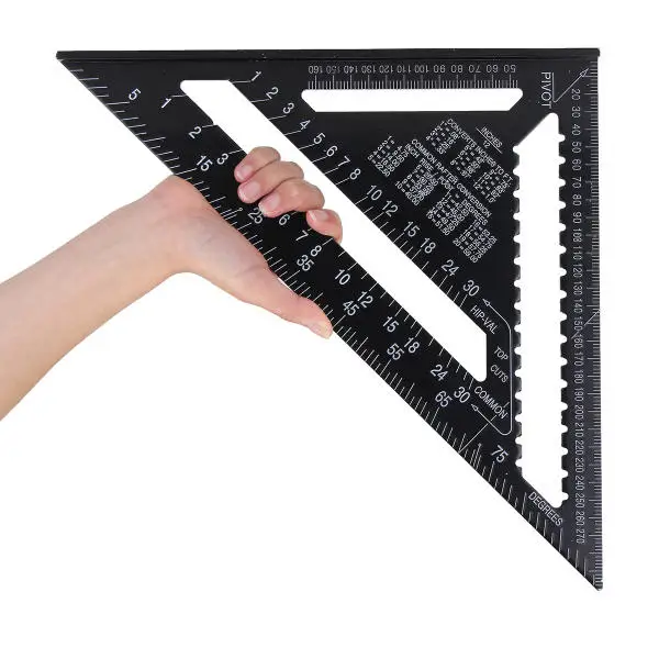 

43X30X30cm Metric Aluminum Alloy Triangle Ruler Black Triangular Ruler