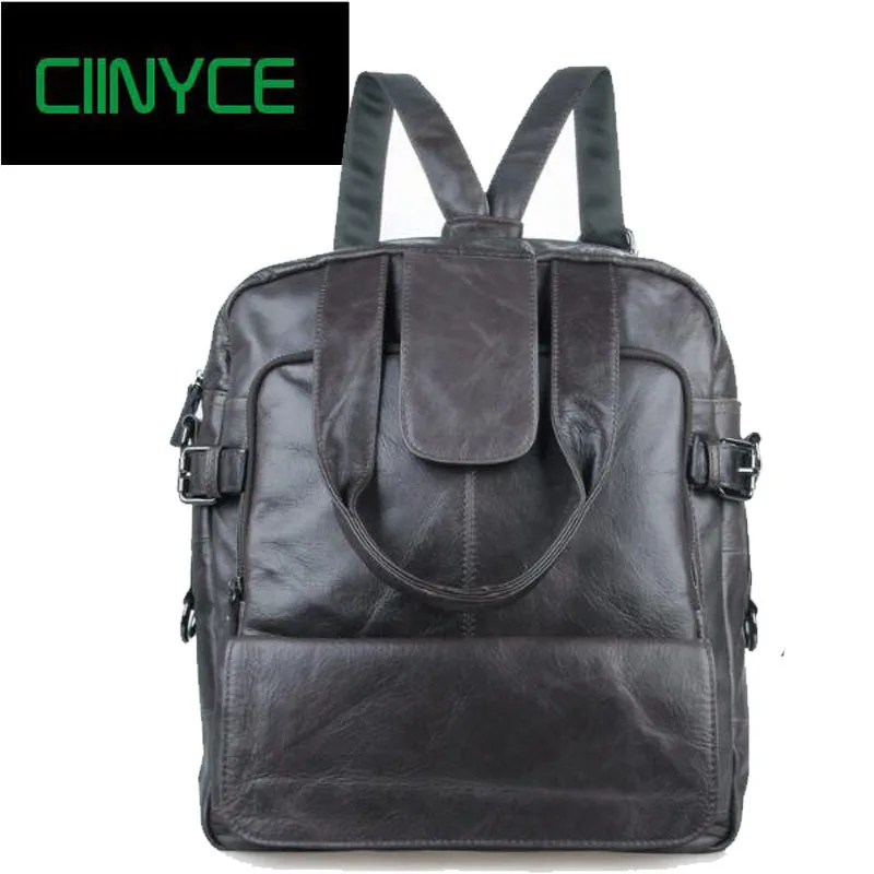 Vintage Male Soft Cow Skin Back pack Original Wax Oil Cowhide Genuine Leather Men's Totes Shoulder Bag Casual Laptop Backpacks men s black soft cowhide back pack multifunctional genuine cow leather12 9 inches laptop rucksack male schooltravel shoulder bag