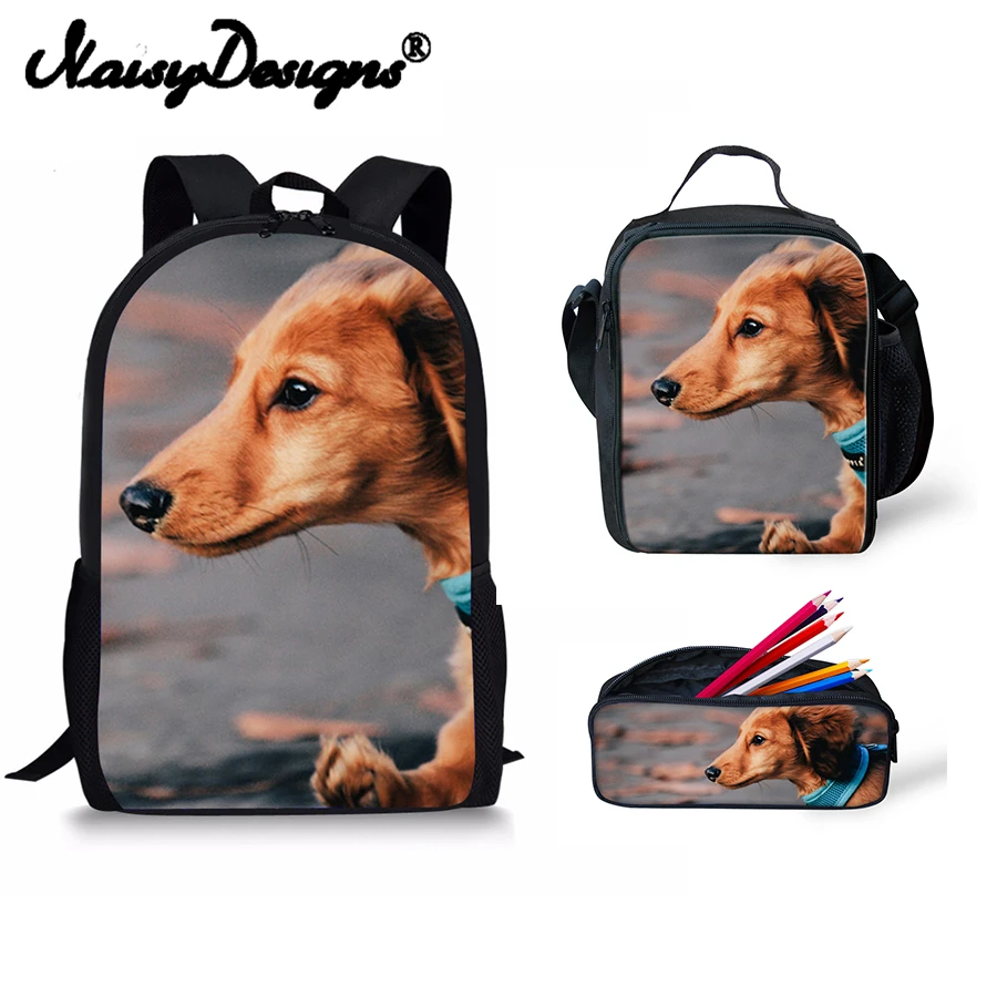 

Noisydesigns School Bags For Teenage Girls Dachshund Printed Laptop Big Backpack Male Pencil Case Clutch Women Kawaii Kids Boy 3