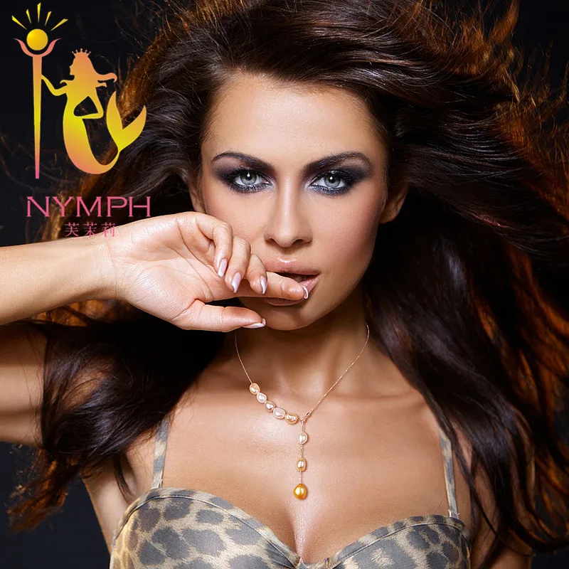 

NYMPH Baroque Pearl Necklace Big Natural Pearl Choker Necklace Mix Color 10-11mm Fine Jewelry Trendy Gift For Party NYX103-1