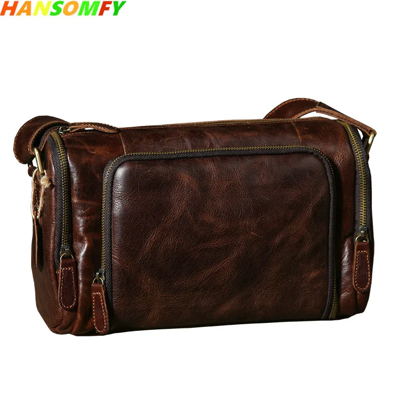 

New Men handmade head layer crazy horse leather shoulder bag retro cross section rough original Men's Messenger cow leather bag