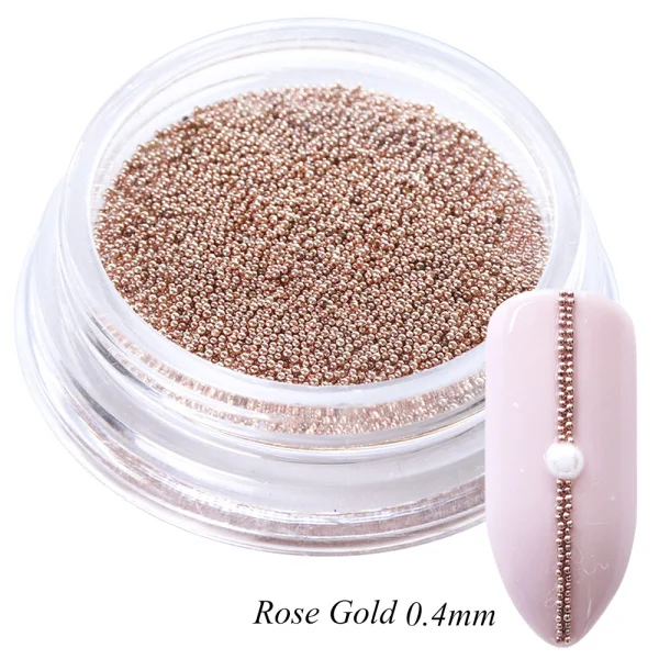 Rose Gold 0,4 мм 3D микро стальной бисер смешанный цвет Дизайн ногтей украшения мини маленькая Икра DIY амулеты шпильки маникюрные Аксессуары Инструмент для ногтей CH829 - Цвет: Rose Gold