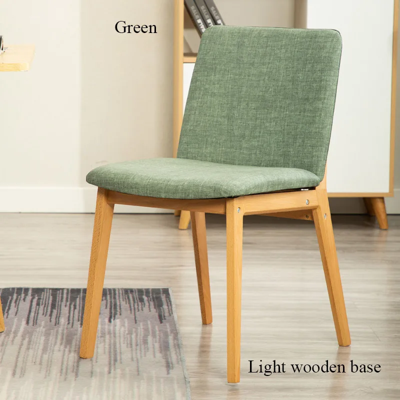 Nordic Home Furniture Minimalist Bedroom Study Chair Solid Wood Back Office Restaurant Meeting Coffee Hotel Dining Modern Chairs - Цвет: Wooden base Green