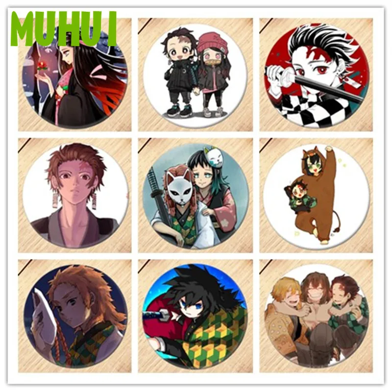 1 шт. аниме Demon Slayer: Kimetsu no Yaiba брошь булавки приспособление для бейджа для одежды украшение для рюкзака 19225