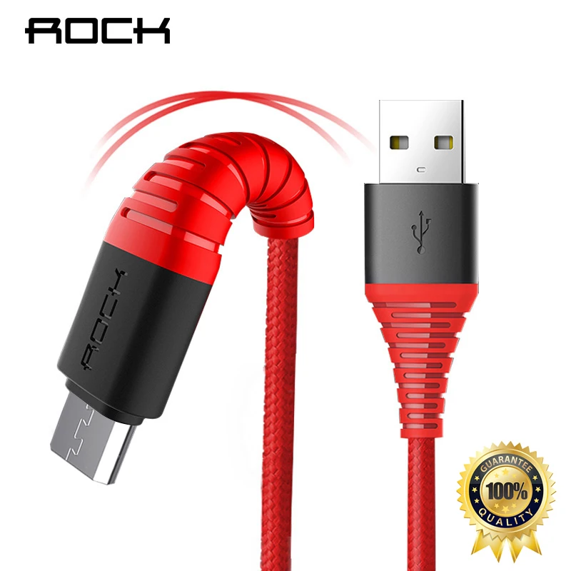 ROCK высокопрочный Micro USB кабель для samsung Xiaomi Tablet Android 2A Быстрый usb кабель для зарядки Microusb плетеный кабель для зарядки 120 см