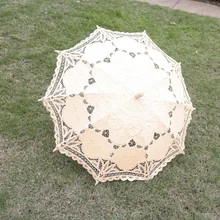 Свадебный зонтик для невесты, кружевной хлопковый зонтик с вышивкой ручной работы, женский костюм, аксессуар для свадебной вечеринки, реквизит для фотосессии