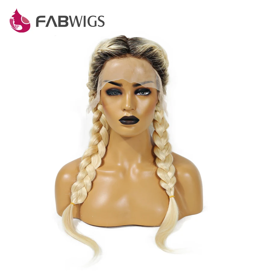 Fabwigs 1B/613 блонд полный шнурок человеческие волосы парики с детскими волосами предварительно сорванные Омбре волосы кружевные парики бразильские волосы remy