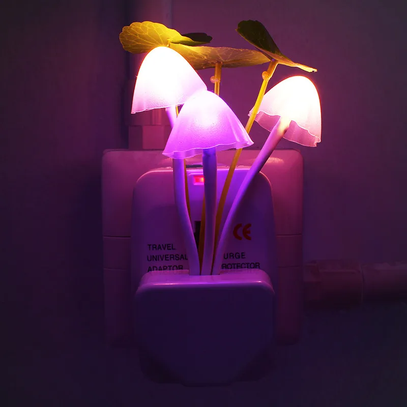 Новинка США и ЕС штекер светодиодный индукционный датчик управления спальни изменение цвета ночные светильники галюциногенные грибы 3 светодиодный s лампа