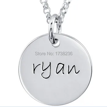 

Personalized Custom Made Silver Tone Ryan Name Round Disk Jewelry Necklace