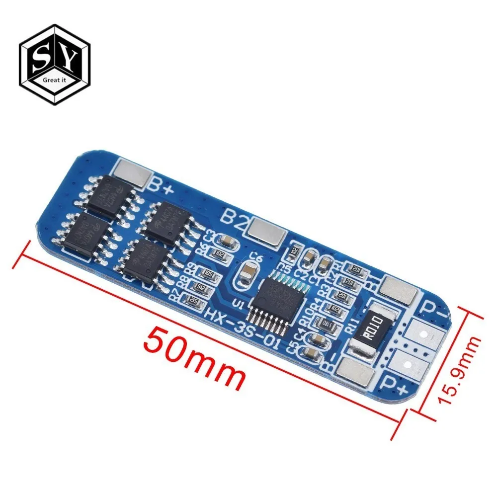 

GREAT IT 3S 12V 18650 10A BMS Charger Li-ion Lithium Battery Protection Board Circuit Board 10.8V 11.1V 12.6V Electric