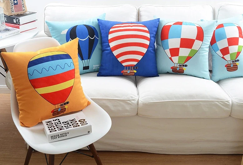 Colour Fire Balloon Cushion Cover Geometric Stripe Plaid