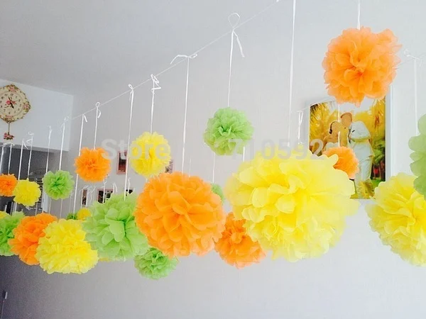 6 шт &quot(15 см) одноцветная папиросная бумага Pom Poms украшения цветок Свадьба/День