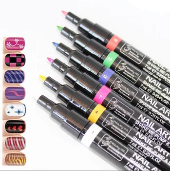 Black&amp;amp;amp;White Charm Painting UV Gel Polish Manicure Nail Art Pen Painting Design Tools Painting Pen Tool, 2 Pcs/Lot