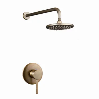 

Bathroom Waterfall Shower Faucet Set antique Brass Rainfall Shower Heads With Embedded Box Shower Mixer Valve