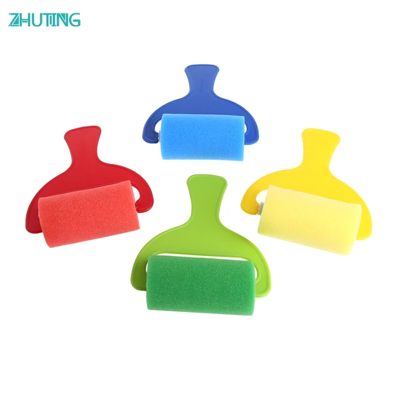 

4Pcs Sponge Roller Stamper Foam Graffiti Paint Crafts Stamps Kids Toy Children JAN18