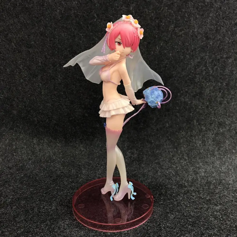 RELIFE IN A DIFFERENT WORLD FROM ZERO REM ACTION FIGURE 18 SCALE PAINTED FIGURE WEDDING DRESS GIRL VER. REM PVC FIGURE TOY (10)