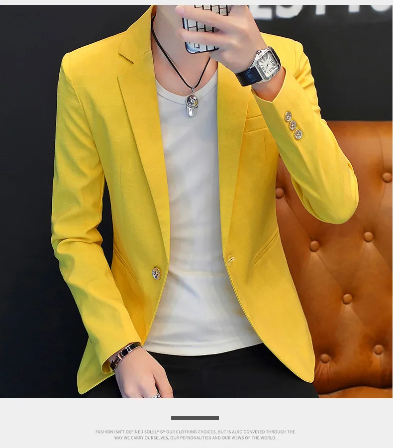 HO men's pure color blazer men's youth spring handsome self-cultivation blazer trend casual simple