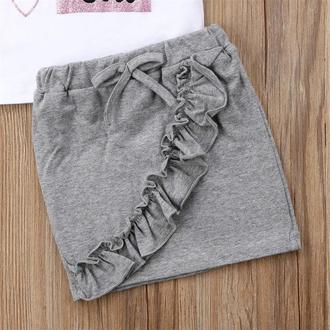Citgeett Newborn Kids Baby Girls Short Sleeves Tops T-shirt Denim Skirts You Go Floral Outfits Clothes Summer Set