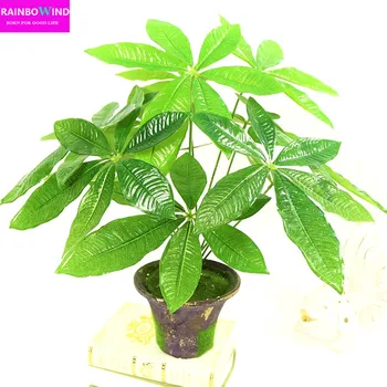 

1pc 50CM best quality no vase big leaves Decorative flowers&wreaths plant Artificial Flowers Green Pot Home office party Decor
