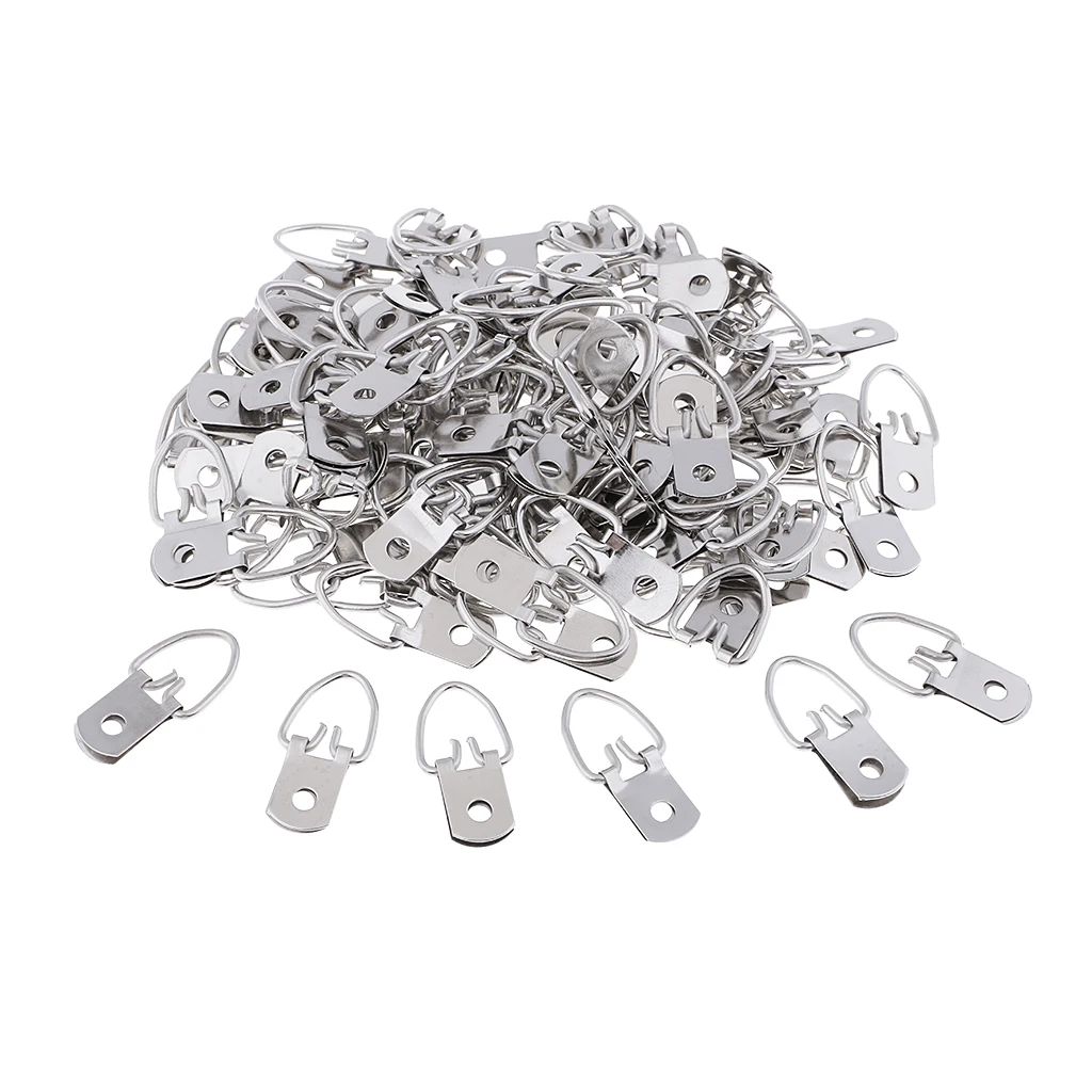 100 Pieces Single Hole D Ring Picture Frame Hangers Hooks Stronger  Wall Hangers Heavy Duty D Ring Picture Hangers