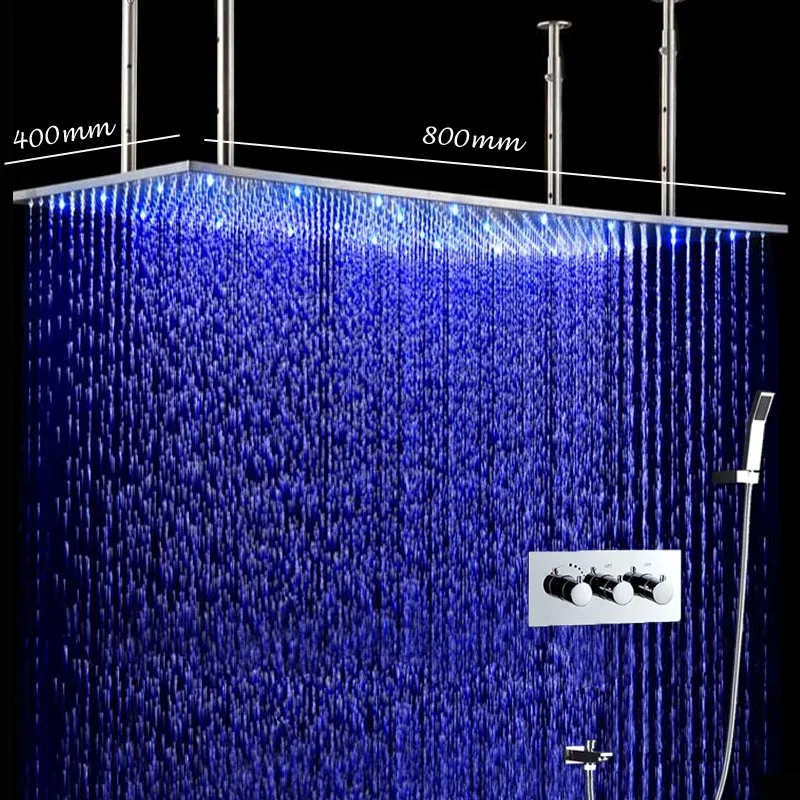 Современная Потолочная люстра набор больших смесителей тропических душей 400*800 мм Верхний дождевой термостат для ванной миксер набор роскошная система