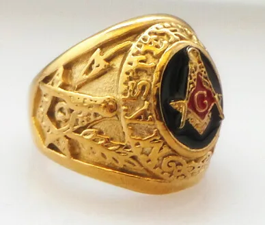 

stainless steel gold master masonic ring,free mason signet rings for men,silver gold freemason ring with black blue red enamel