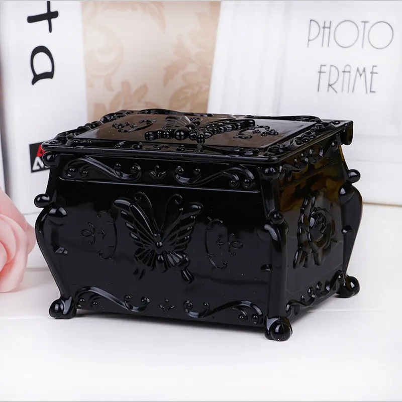 

Butterfly Flip Cover Cosmetic Cotton Jewelry Storage Box Desktop Finishing Storage Makeup Organizer 12.2cm*8cm*8.5cm