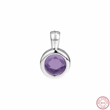 925 пробы серебро Фиолетовый Аметист граненый очаровательные медальон бисер DIY Fit Пандора Подвески для женщин ювелирных изделий FL845