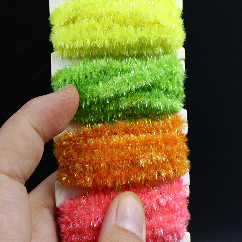 5yards card ice dub chenille yarn for wooly bugger fly tying 5colors assorted sparkling Chenille bass flies fly tying materials