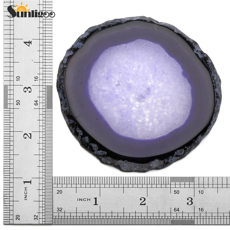 Sunligoo натуральный агат камень ломтик ночной Светильник окрашенный фиолетовый минеральный рок Geode Druzy ломтик светодиодный ночник настольная лампа Рождество