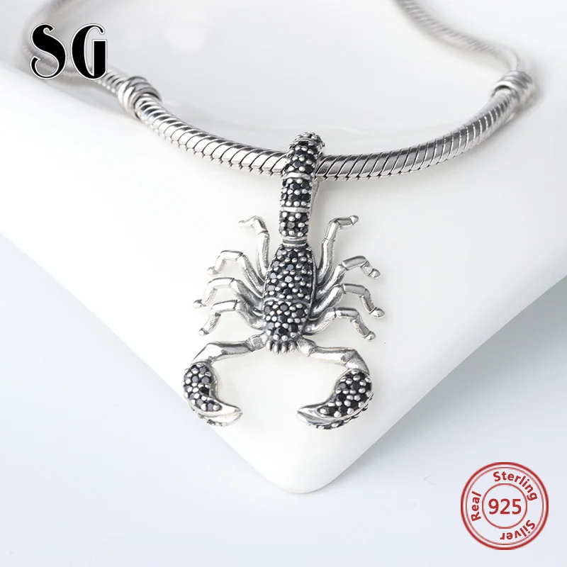 Black Scorpion Fit Pandora Pendant Thomas Style Rebel diy Jewelry For Men & Women Berloque Gift In 925 Sterling Silver for gifts|pandora pendant|fit