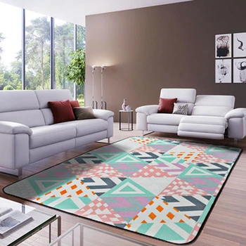 

Geometric Pattern Printed Rectangles Carpet Rugs Soft Thicken Bohemian Floor Mats Living Room Non-Slip Water Absorption Doormats