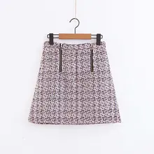 Модная женская твидовая мини-юбка 8-40-8368 в европейском и американском стиле