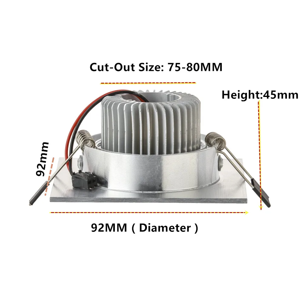 Светодиодный светильник квадратный 9 Вт 12 Вт Светодиодный светильник с регулируемой яркостью Встраиваемый светодиодный точечный потолочный светильник лампа AC85-265V+ Драйвер внутренний светильник ing