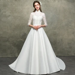 Wedding Dress Sexy Lace High Collar Wedding Dresses 2019 Plus Size Elegant Hollow Three-quarter Sleeve Vestido De Novia E666 Wedding Dress Sexy Lace High Collar Wedding Dresses 2019 Plus Size Elegant Hollow Three-quarter Sleeve Vestido De Novia E666
