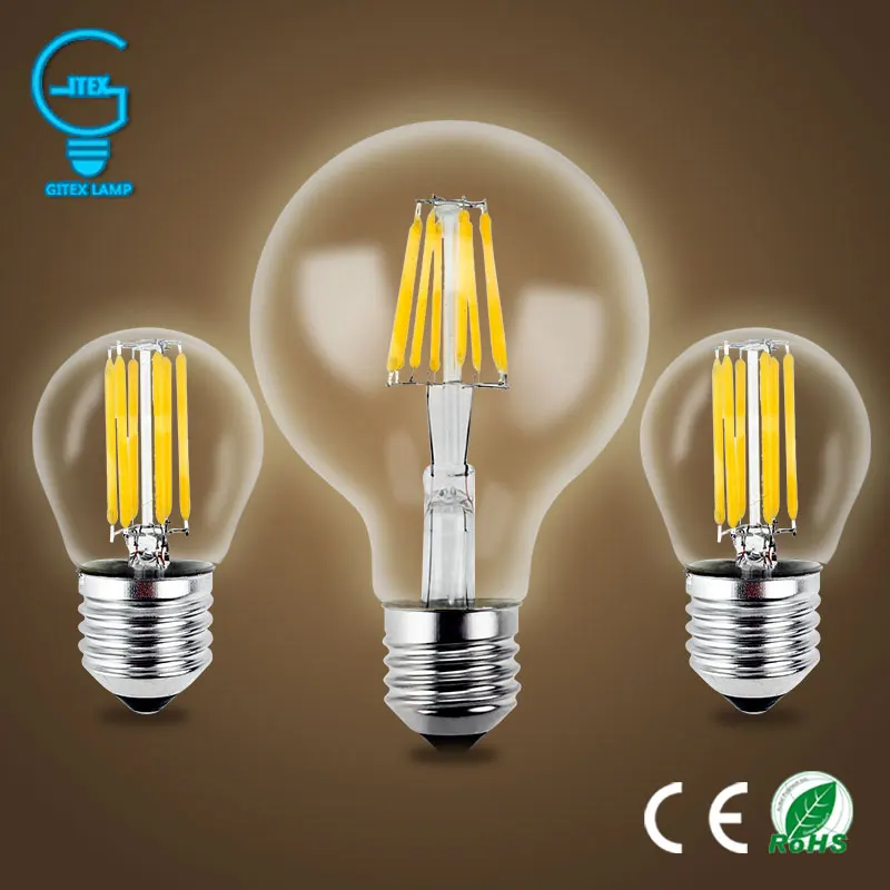 Светодиодный светильник в стиле ретро Gitex E27 220 В 2 Вт 4 6 8 Вт|filament light e14|led filament lightled
