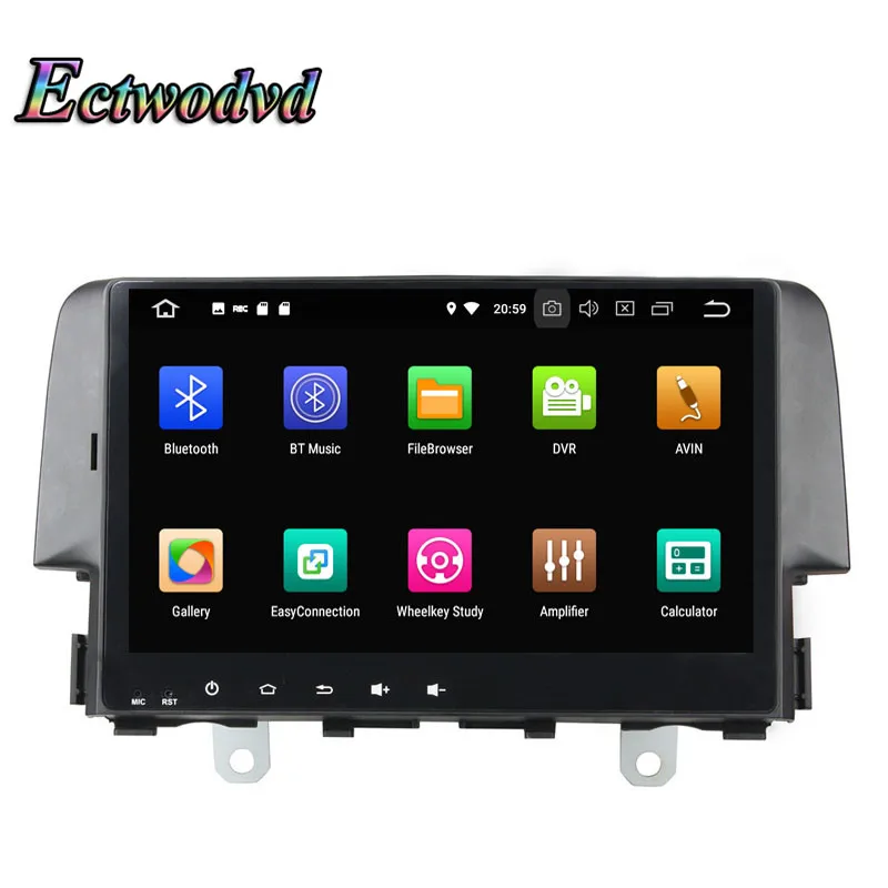 Discount Ectwodvd Octa Core 4G RAM 64G ROM Android 9.0 Car Multimedia DVD Player GPS HeadUnit for Honda Civic 2016 2017 2018- 1