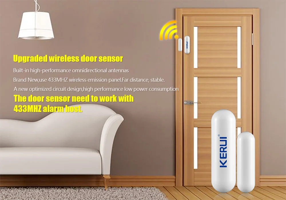 1368pcslot New KERUI open reminder Sensor 433mhz While Wireless Home Alarm Window Door Sensor to Detect Open Door_1