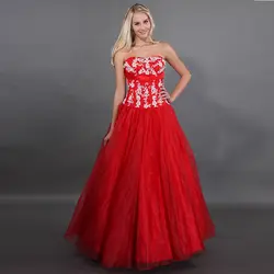 Красное платье Quinceanera Новое поступление сладкий 15 пушистые Бальные платья цвета слоновой кости аппликации Vestido Quinceanera дебютантка 2019