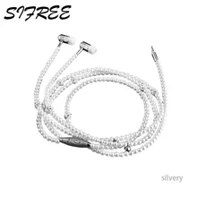 Мода 3,5 мм гарнитура 8 цветов жемчужное ожерелье гарнитура проводное управление спортивные стерео наушники-вкладыши Универсальные с микрофоном бусины