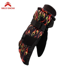 Зимние перчатки для катания на лыжах, ветрозащитные толстые хлопковые перчатки, спортивные лыжные перчатки для сноуборда, Зимние перчатки для взрослых детей, H-1005