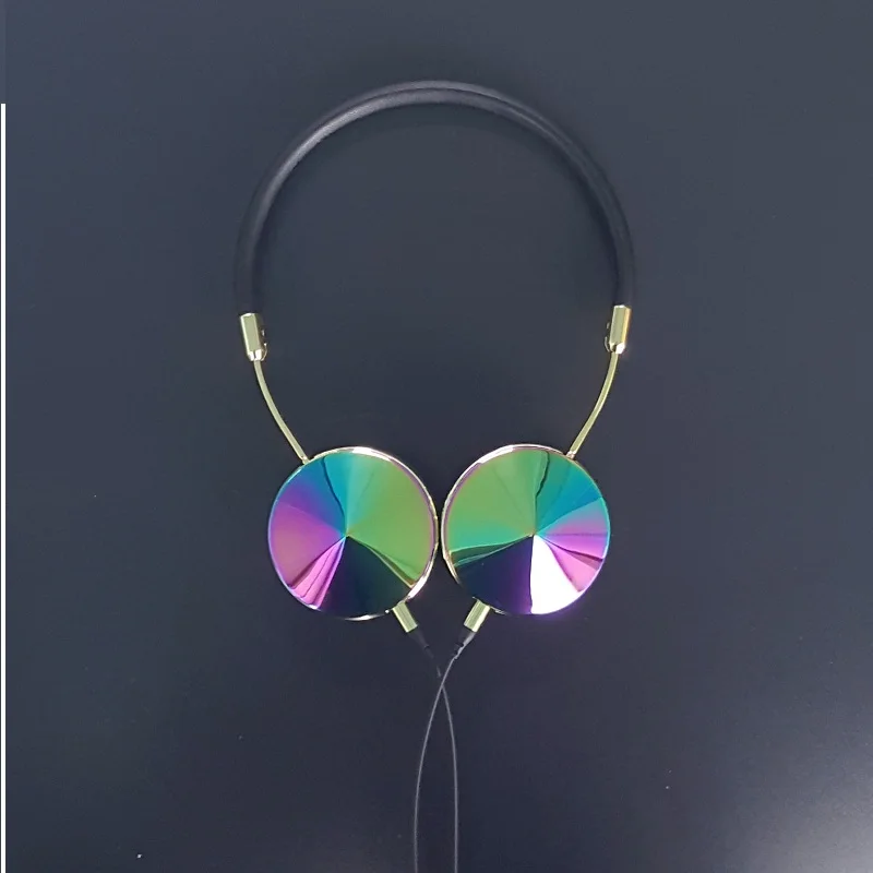 Liboer повязка на голову Проводные розовые золотистые наушники для девочек с микрофоном на ухо гарнитура для iPhone samsung складные наушники крутые BH868 - Цвет: Multicolor