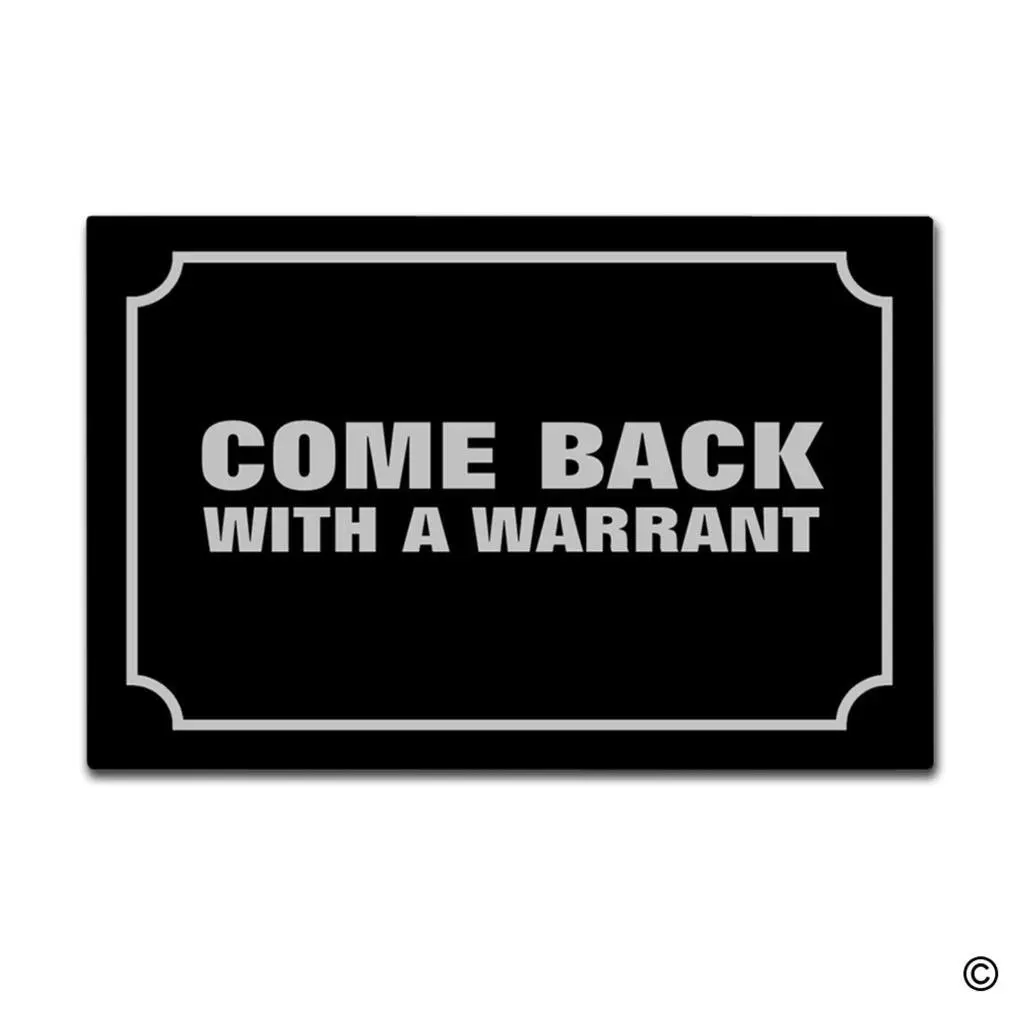 Us 13 64 35 Off Memory Home Doormat Entrance Floor Mat Come Back With A Warrant Non Slip Door Mat Machine Washable Non Woven Fabric Black Rug In Mat