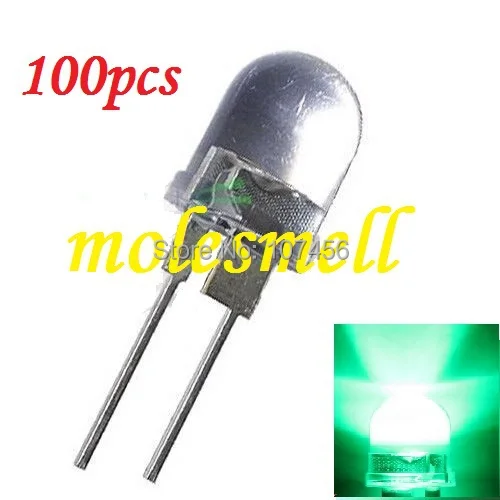

100pcs 0.5w 10mm 250000mcd LED Lamp -Ultra Bright green LEDs DIY 10mm light-emitting diode