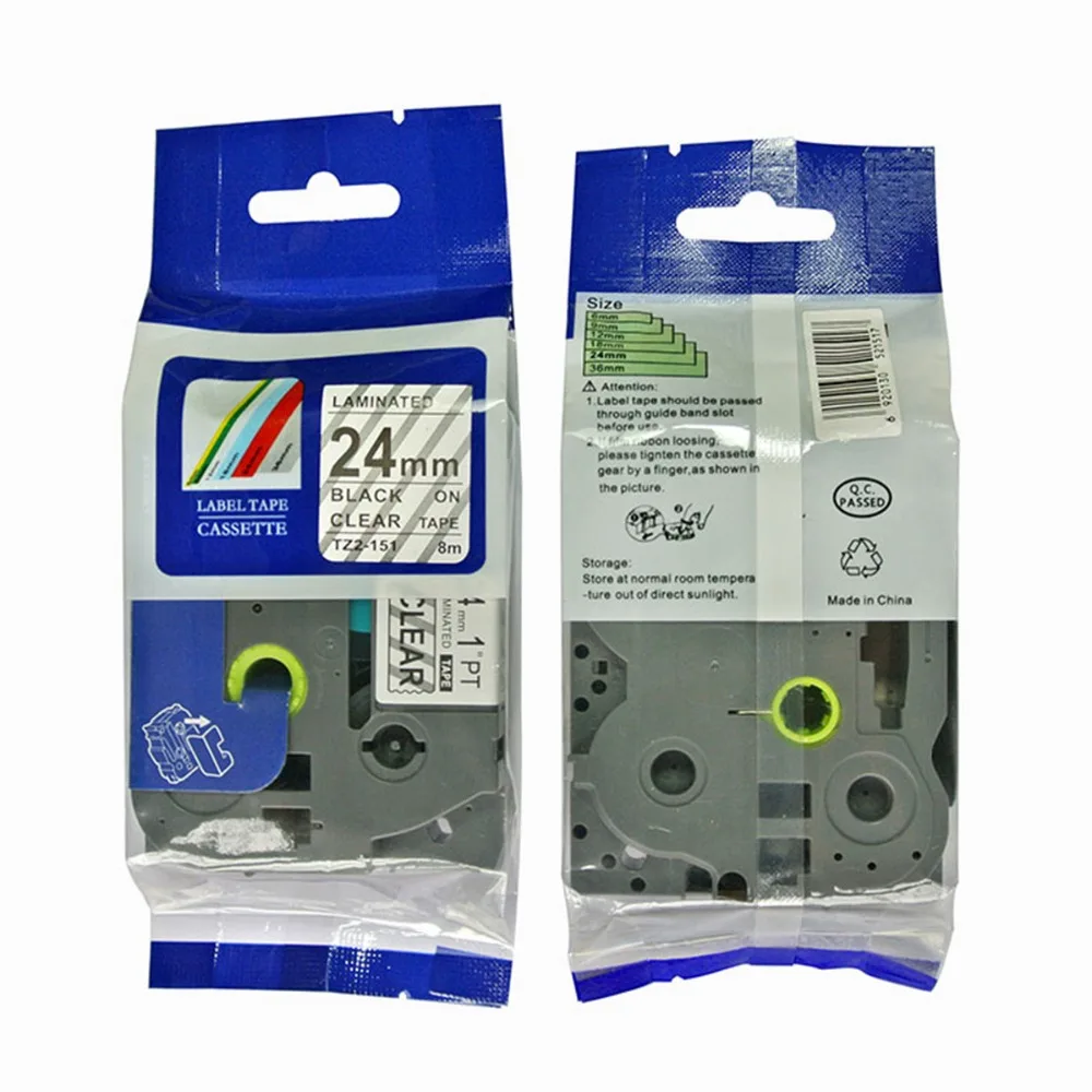 24mm*8m black on clear tze151 tz151 tze 151 tze tz tape Compatible