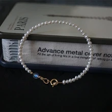 Natural AA White Nearround Pearl Labradorite 6mm 925 Sterling silver Bracelet 7 8